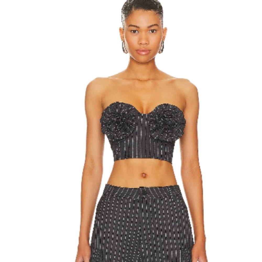 Black and White Striped Bustier Top